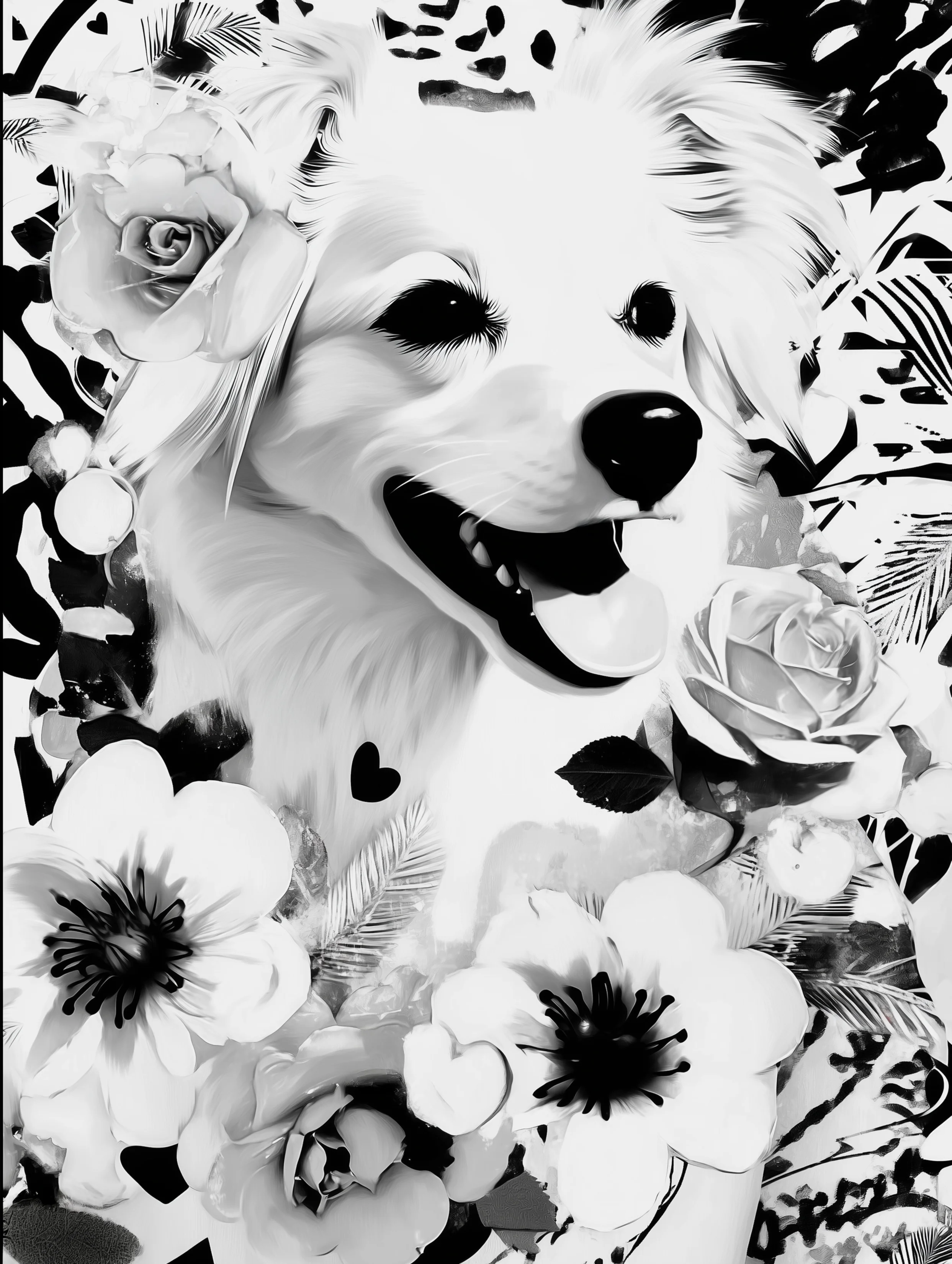 Free printable dog coloring page for adults featuring white retriever dog